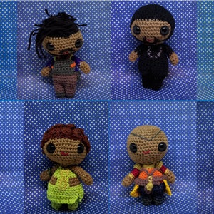 Black Panther amigurumi full set of eight PDF crochet pattern T'Challa, Okoye, Nakia, Shuri, Killmonger, Klaw image 1