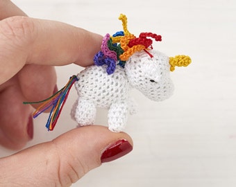Micro crochet rainbow unicorn pdf crochet pattern -Mollie Makes advent caledar day 8