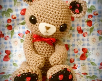 Teddy with heart amigurumi PDF crochet pattern