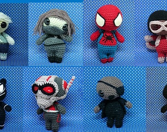 Avengers Set 2 komplettes Set von Amigurumi Style PDF Häkelanleitungen inspiriert von Marvel Avengers