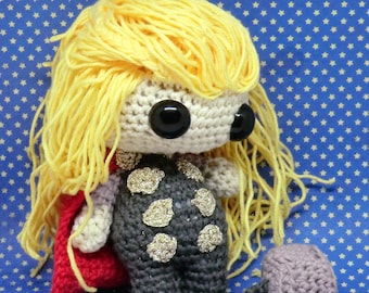 Thor amigurumi style PDF crochet pattern inspired by the avengers