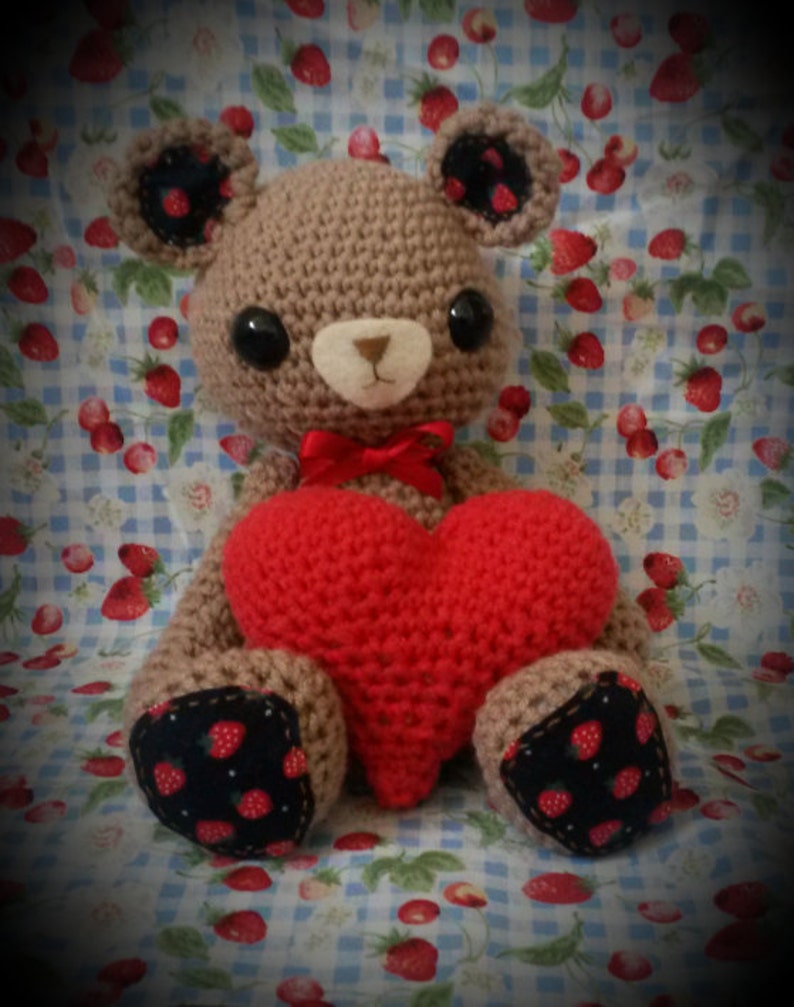 Teddy with heart amigurumi PDF crochet pattern image 3