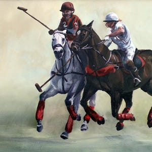 Horse Sport Polo Artwork | Equestrian Art Canvas Print, Unique Gift for Horse Lovers, Horse Lover Gift, Oil Painting Print, Pet Portrait