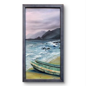 Impressionist Seascape Art - Stormy Beach Boats Painting | Original Oil Painting