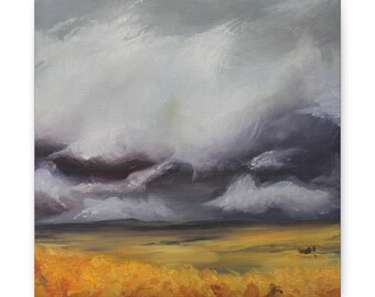 Storm Over Field Canvas Print: Abstract Landscape Wall Art