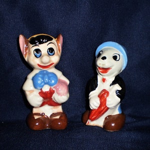 Vintage Disney Pinocchio & Jiminy Cricket Salt and Pepper Set