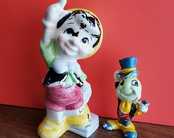 Vintage Disney Pinocchio & Jiminy Cricket figurines