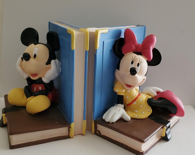 Vintage Mickey & Minnie Mouse Bookends - Etsy