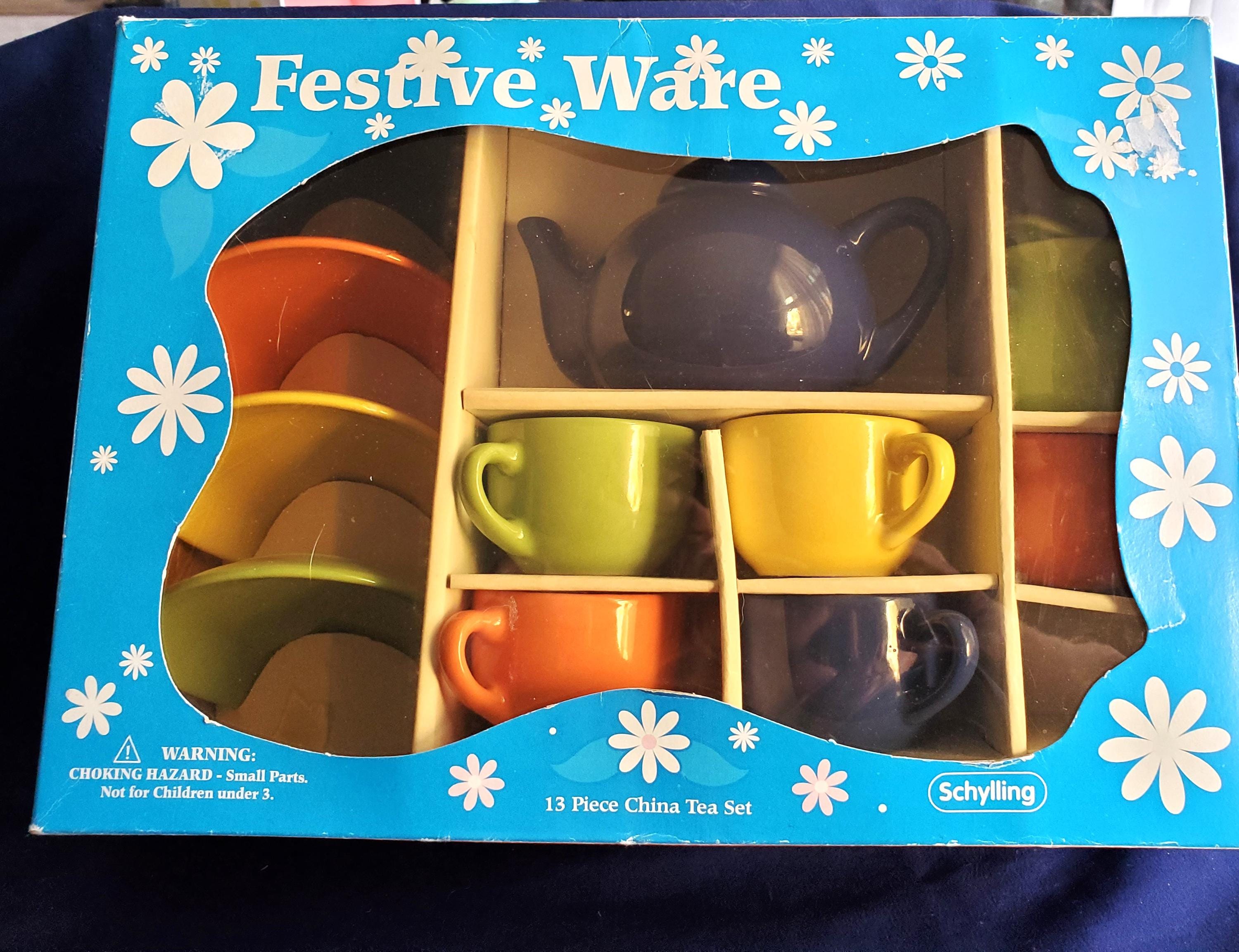 Vintage Festive Ceramic Children Tea Set - Etsy