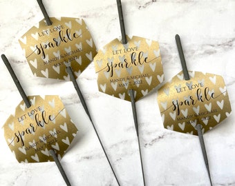 20+ Hexagon Sparkler Tags - Gold - Heart - Vellum - Luxe -  Let Love Sparkle - Shine - Sparkling Exit - Send Off - Cards - Personalized