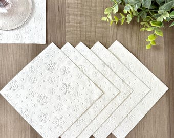 Embossed Snowflake Cocktail Napkins - Winter Wedding, Shower (50+ Sets)