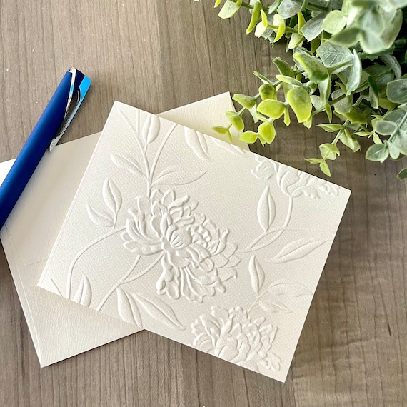 Embossed Floral Thank You Cards – Luxury White/Ivory, 10-Card Set, Stationery Gift