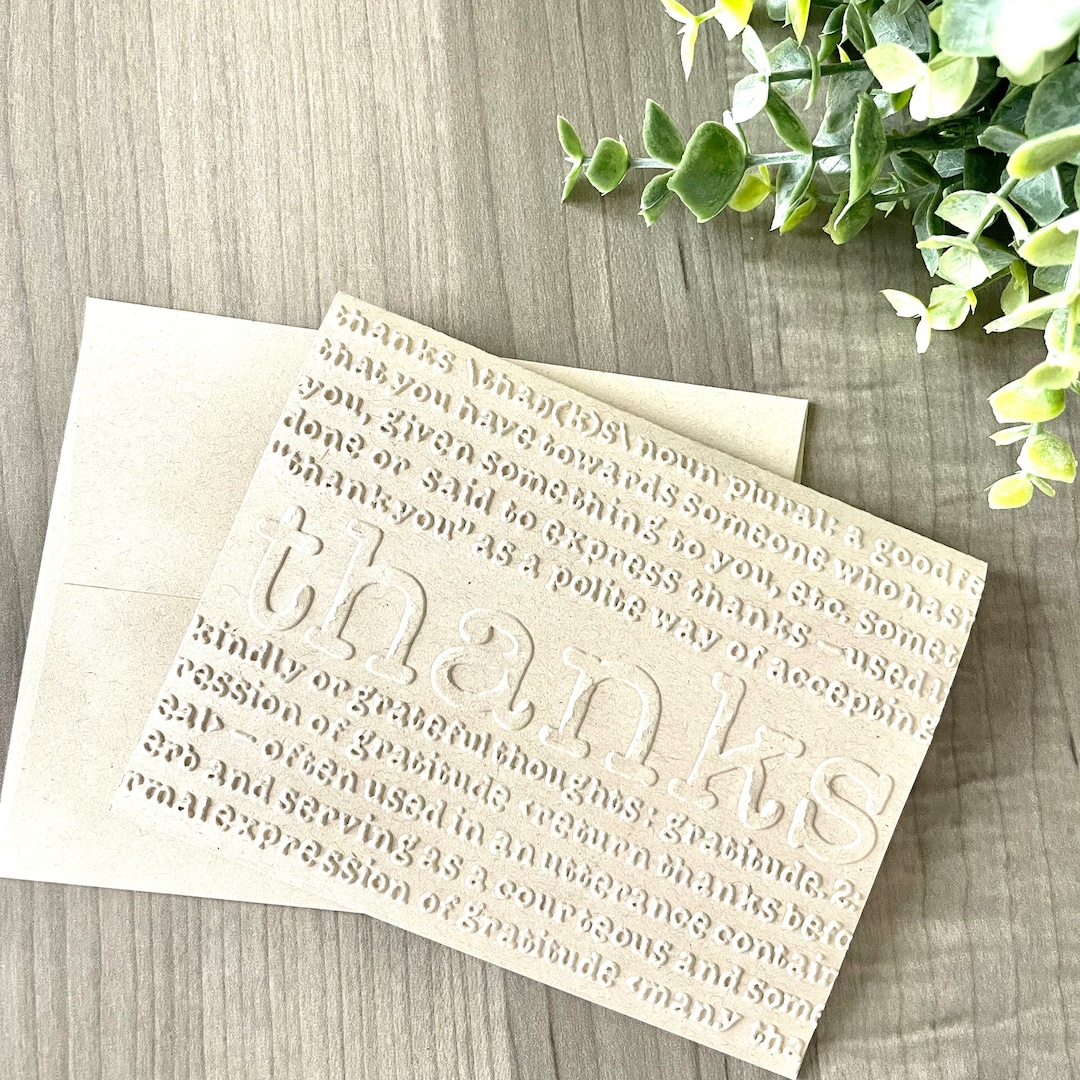Kraft Embossed Thank You Note Card Thanks Rustic Thank You Blank