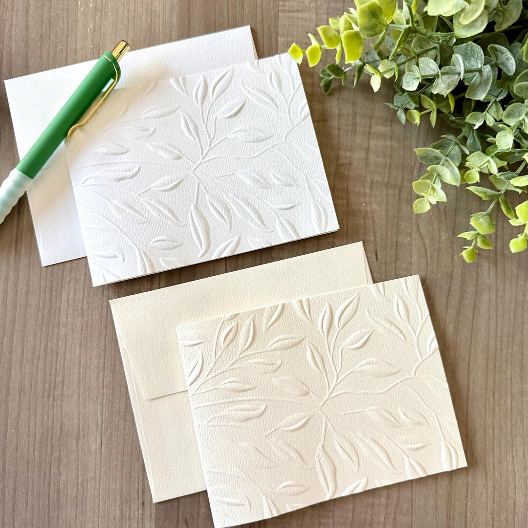 Embossed Leaf Note Cards - Elegant Stationery, Set of 10 - Etsy