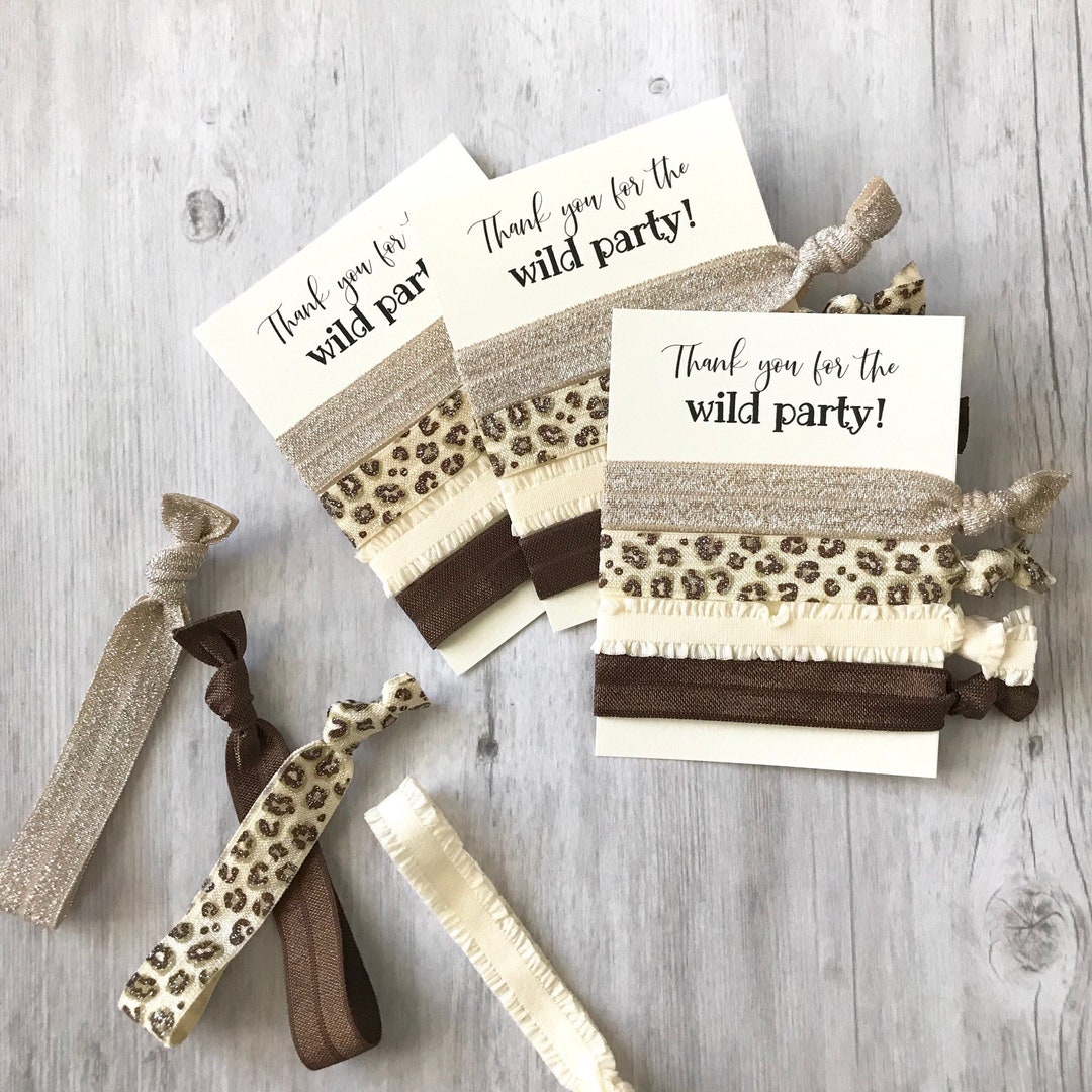 10 Leopard Hair Tie Party Favors Cheetah Birthday Party Etsy