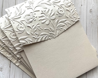 Elegant Embossed Pocket Folder - DIY Wedding Invitations - Luxury - Luxe - Ivory - White - Beige - Blush