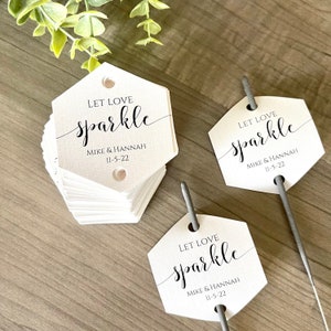 50+ Hexagon Sparkler Tags - Let Love Sparkle - Shine - Sparkling Exit - Sparkler Send Off - Let Sparks Fly - Personalized - Farewell