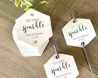 50+ Hexagon Sparkler Tags - Let Love Sparkle - Shine - Sparkling Exit - Sparkler Send Off - Let Sparks Fly - Personalized - Farewell