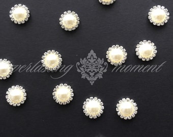 Ivory Rhinestone Buttons flat back rhinestone embellishment diy garter belt napkin ring embellishment bling wedding embellishment