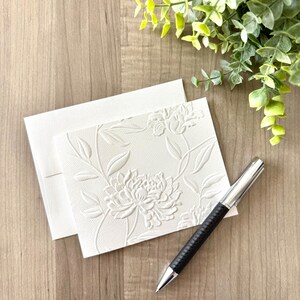 Embossed Floral Thank You Cards – Luxury White/Ivory, 10-Card Set, Stationery Gift image 3
