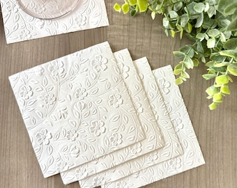 50+ Wedding Cocktail Napkins - Wedding Shower - Baby - White - Elegant - Anniversary  - Embossed -  Blossom - Floral