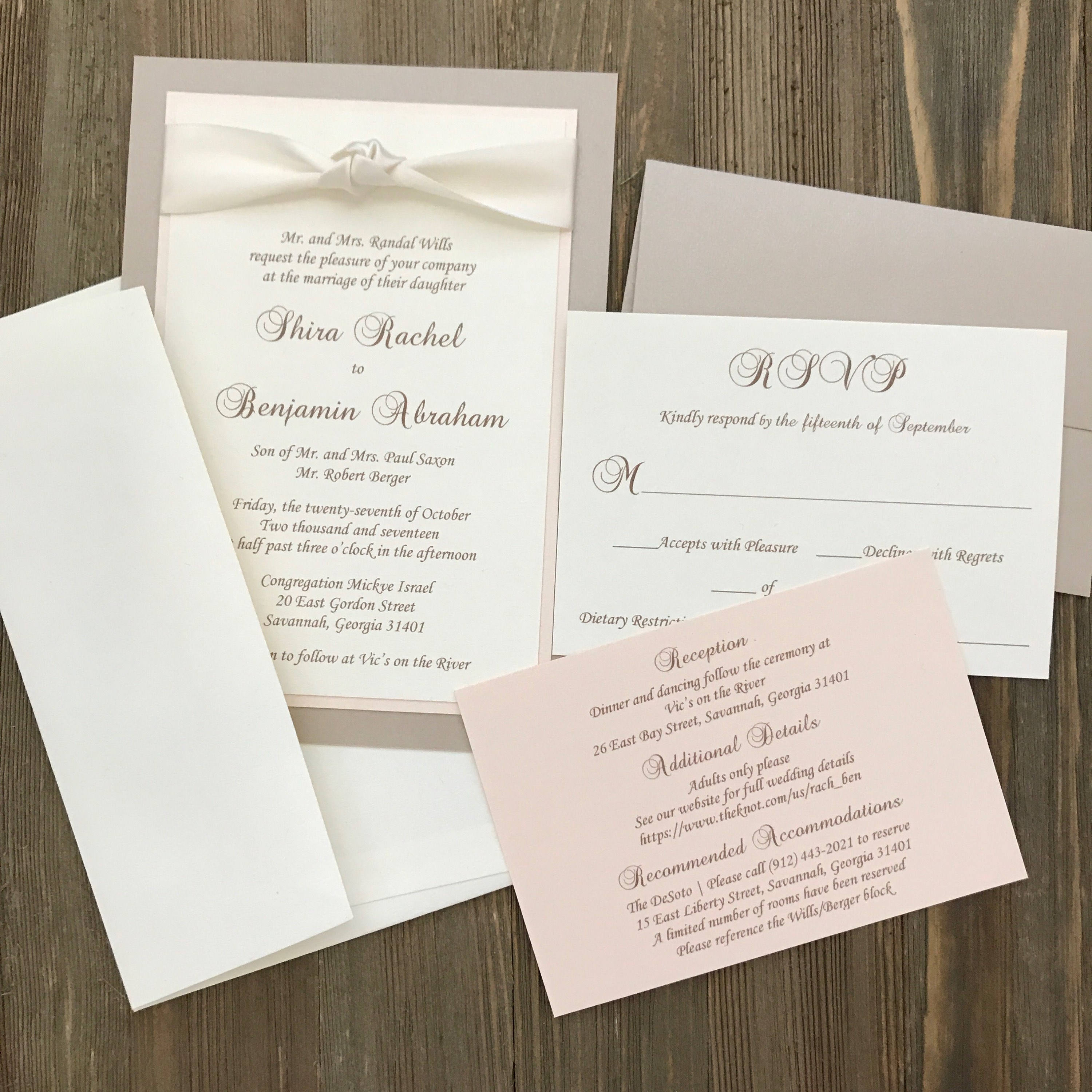 Love Knot Wedding Invitation Neutral Tied the Knot Taupe | Etsy