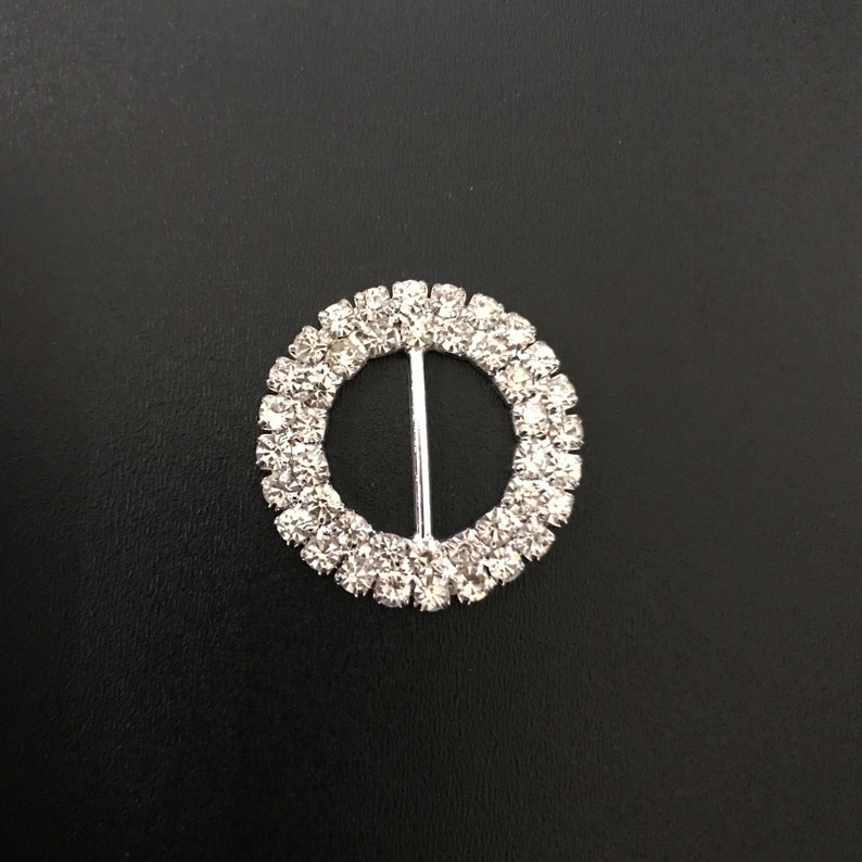 100 Circle Rhinestone Buckles Wholesale Ribbon Slider Diamante Wedding Invitation Bulk DIY Supplies Do It Yourself Napkin Ring image 1