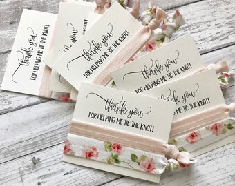 10 Bridal Party Favors - Tie the Knot Favors - Bridal Party Gifts  - Blush Hair Ties -  Floral Hair Tie Favors - Blush Pink