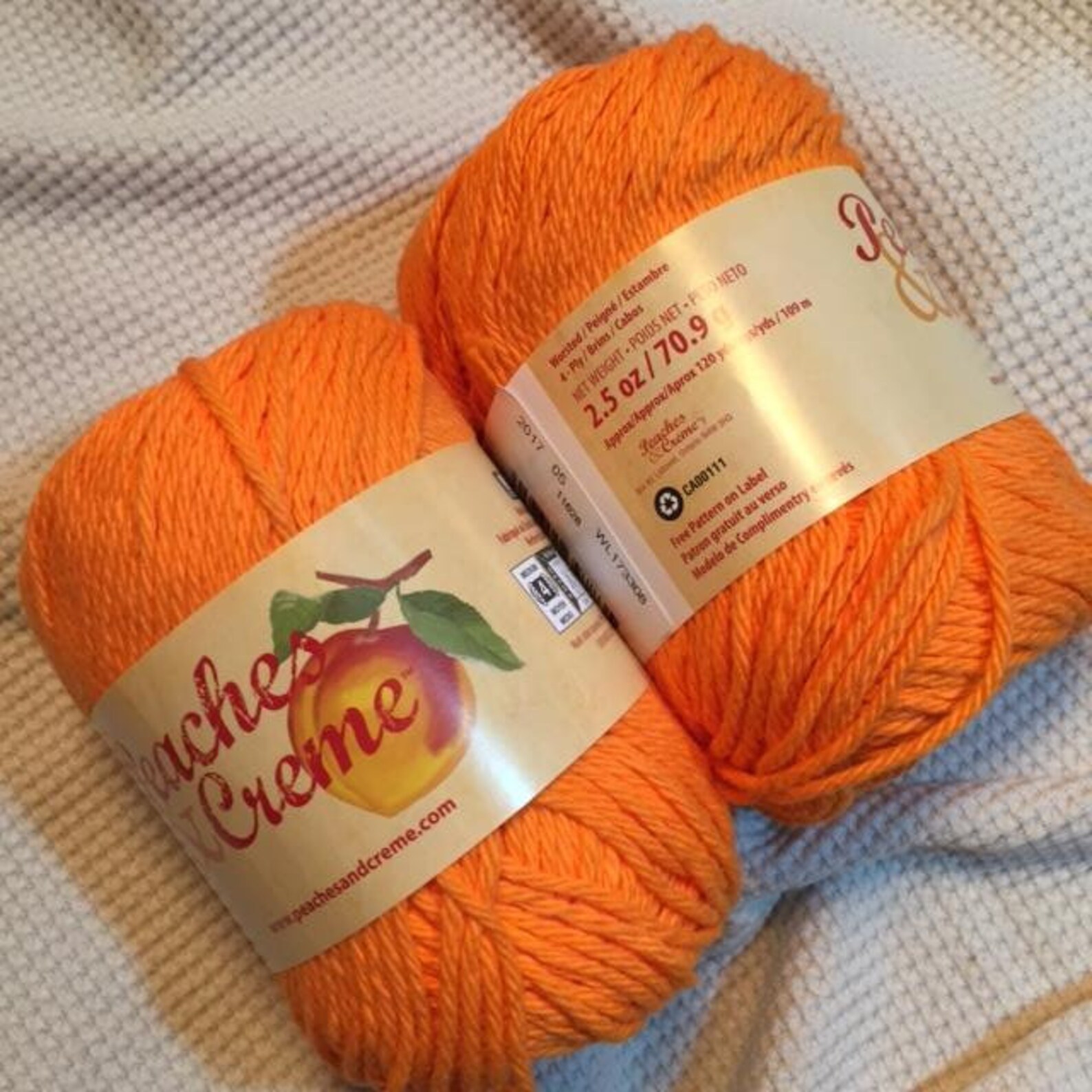 Lot of 2 Peaches n Cream Yarn 240 yds 5 oz Total 100 Cotton Etsy