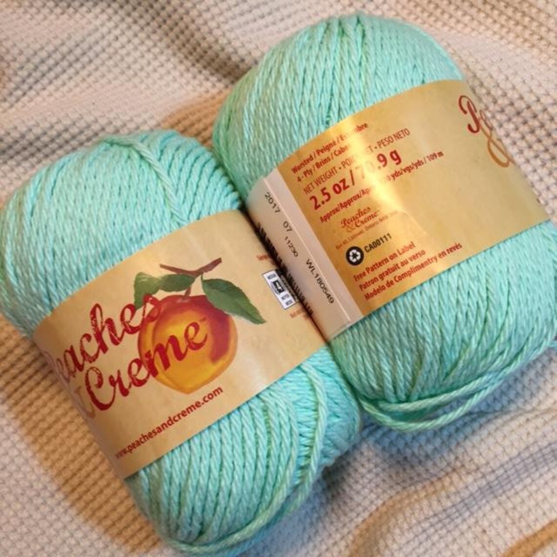 ONE Lot of 2 Peaches N Cream Yarn 240 Yds 5 Oz Total 100 Etsy