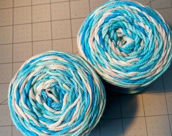x ONE #12 Lot of 2  Peaches n Cream Yarn 204 yds 4 oz Total 100% Cotton Spring Blue