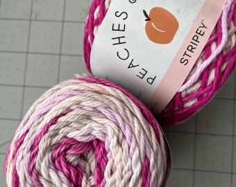 x ONE #3 Lot of 2 Peaches n Cream Yarn 204 yds 4 oz Total 100% Cotton Quiet Dahlia