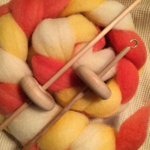 DOUBLE ~ SET: Bottom and Top Whorl Drop Spindle Spinning Roving Yarn 11"