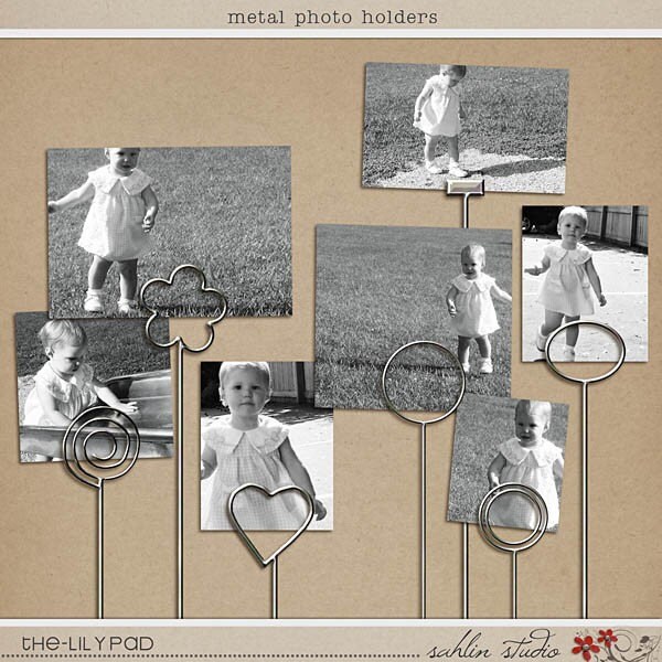 Metal Photo Holders - Digital Scrapbooking Elements INSTANT DOWNLOAD