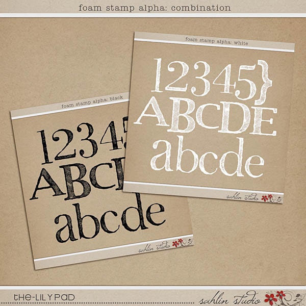 Foam Stamp Alpha - Digital Scrapbooking alphabet paint INSTANT DOWNLOAD