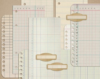 Lined Journal Cards - Digital Scrapbooking Element Papers  INSTANT DOWNLOAD