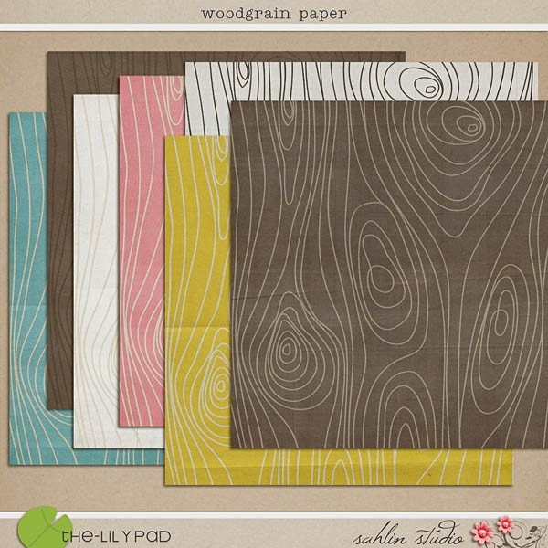 Woodgrain Papers Digital Scrapbooking Craft -  INSTANT DOWNLOAD