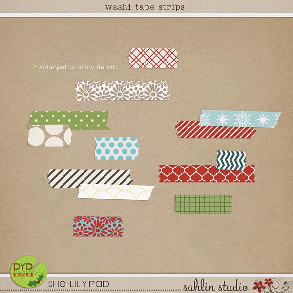 Washi Tape Strips - Digital Scrapbooking Elements for Christmas, Holiday, Winter INSTANT DOWNLOAD