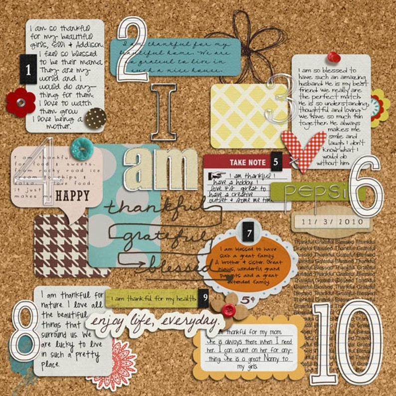Retro Journal Cards Digital Scrapbooking Elements for Etsy