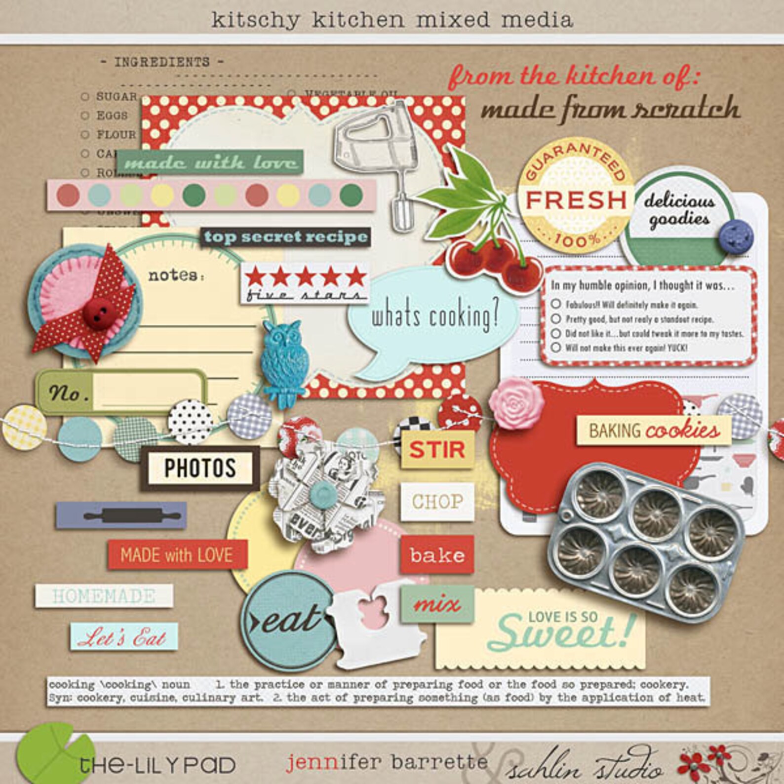 Kitschy Kitchen Mixed Media Digital Scrapbooking Elements - Etsy