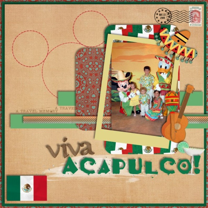 Taste of Mexico Digital Scrapbooking Kit for Travel Cinco Etsy