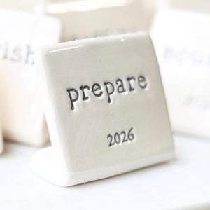 Handmade Ceramic Word of the Year Tile: New Year Motivation for Focus and Intention