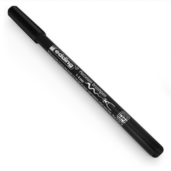 Black Ceramic Pen, Fine Tip Ceramic Marker, Edding 4200 Porcelain Brush Pen – 1-4mm Tip – Single - Black, Wedding Platter Signing Pen
