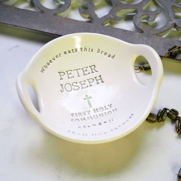Personalized Clay Trinket Dish: Boys First Communion Gifts
