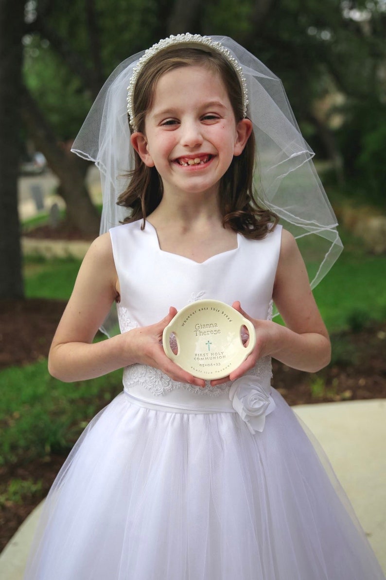 First Communion Gift Girl, Original Clarey Clayworks First Holy Communion Bowl, Personalized Gift for Girl First Communion image 2