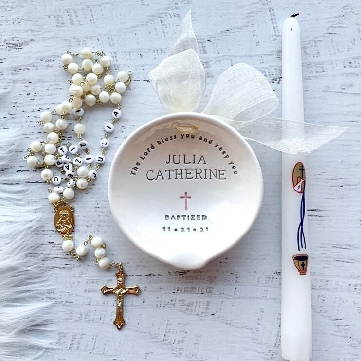 Cadeau de Baptême Fille, Cadeau Marraine, Pour Filleule, Baptême, Bol d'eau Cérémonie, Faveur, Décor