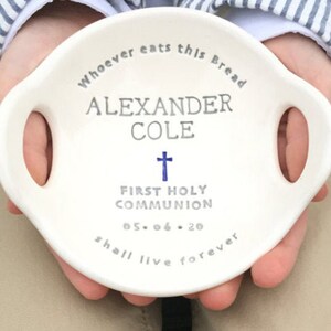 First Communion Gift Boy, Original Clarey Clayworks First Holy Communion Bowl, Personalized Gifts for Boy First Communion image 1