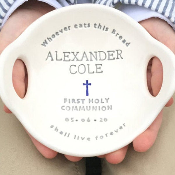 First Communion Gift Boy, Original Clarey Clayworks First Holy Communion Bowl, Personalized Gifts for Boy First Communion