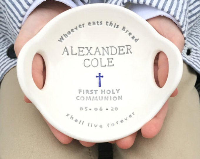 First Communion Gift Boy, Original Clarey Clayworks First Holy Communion  Bowl, Personalized Gifts for Boy First Communion 