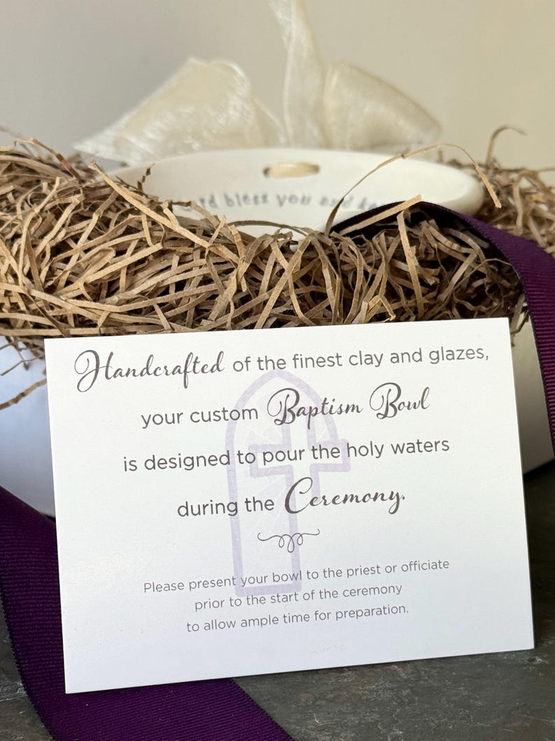Personalized Ceramic Baptism Water Bowl, Goddaughter Christening Gift image 9